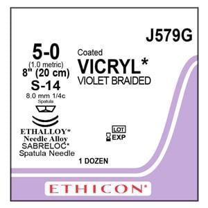 Vicryl Suture 5-0 8" Polyglactin 910 Braid S-24/S-24 Violet 12/Bx