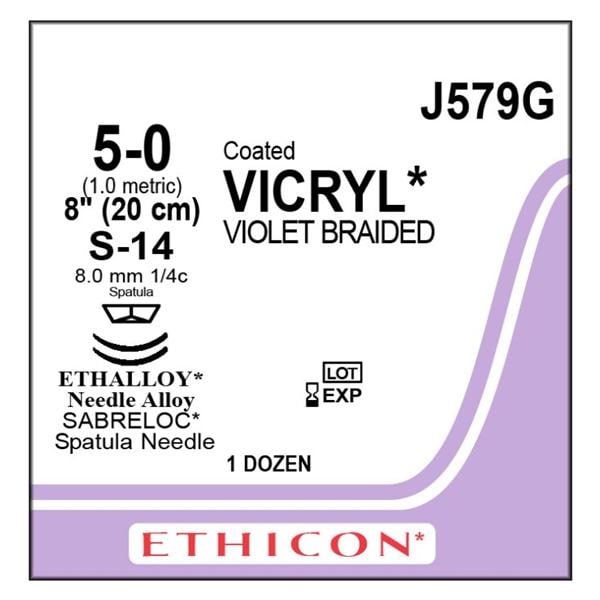 Vicryl Suture 5-0 8" Polyglactin 910 Braid S-24/S-24 Violet 12/Bx