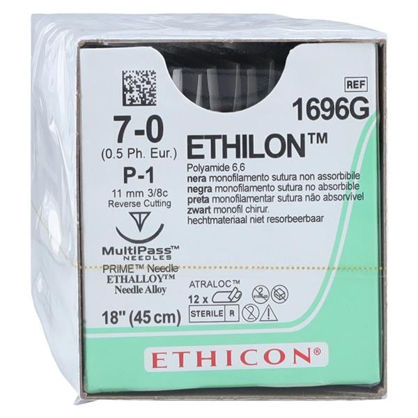 Ethilon Suture 7-0 1x18" Nylon Monofilament P-1 Black 12/Bx