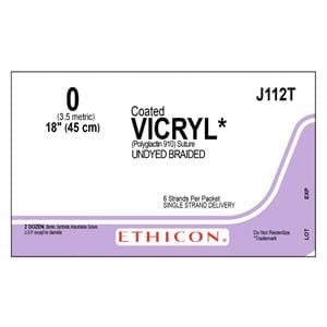 Vicryl Suture 0 6-18" Polyglactin 910 Braid Undyed 24/Bx