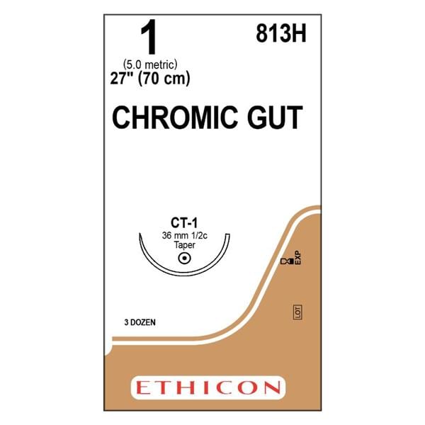 _ Suture 1 27" Chromic Gut Monofilament CT-1 Brown 36/Bx