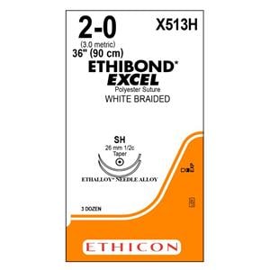 Ethibond Excel Suture 2-0 36" Polyester Braid SH White 36/Bx