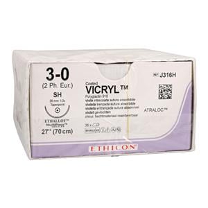 Vicryl Suture 3-0 27" Polyglactin 910 Braid SH Violet 36/Bx