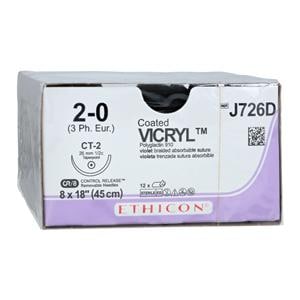 Vicryl Suture 2-0 8-18" Polyglactin 910 Braid CT-2 Violet Bx