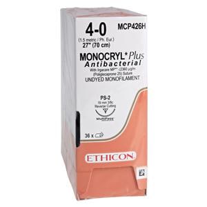 Monocryl Plus Suture 4-0 27" Triclosan/Polyglecaprone 25 Mnflmnt PS2 Undyd 36/Bx