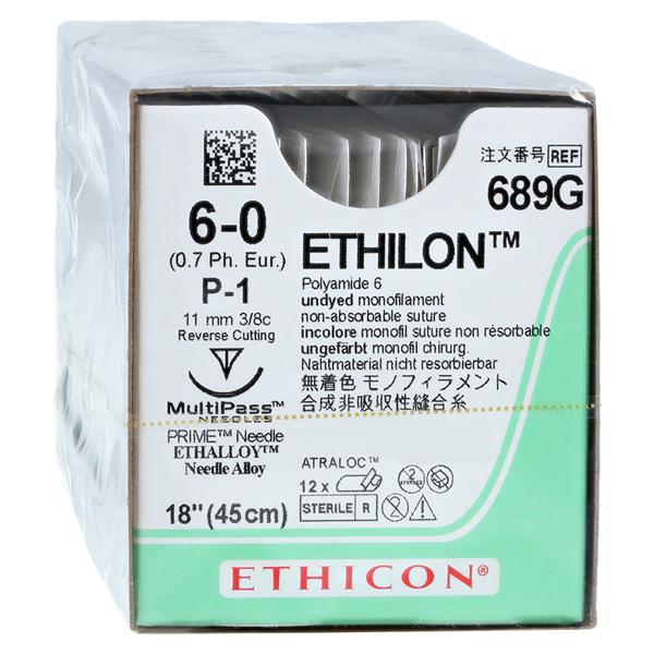 Ethilon Suture 6-0 18" Nylon Monofilament P-1 Undyed 12/Bx