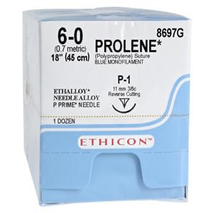 Prolene Suture 6-0 18" Polypropylene Monofilament P-1 Blue 12/Bx