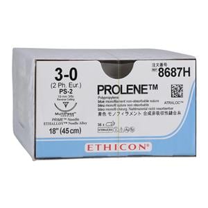 Prolene Suture 3-0 18" Polypropylene Monofilament PS-2 Blue 36/Bx