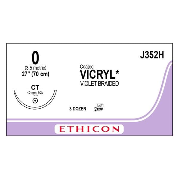 Vicryl Suture 0 1x27" Polyglactin 910 Braid CT Violet 36/bx