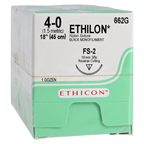 Ethilon Suture 4-0 18" Nylon Monofilament FS-2 Black 12/Bx