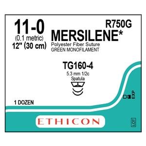 Mersilene Suture 11-0 12" Polyester Braid TG160-4/TG160-4 Green Bx