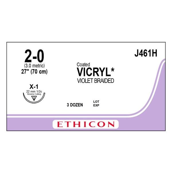 Vicryl Suture 2-0 27" Polyglactin 910 Braid X-1 Violet 36/Bx