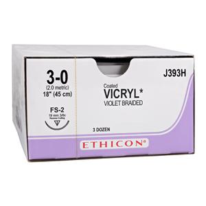 Vicryl Suture 3-0 18" Polyglactin 910 Braid FS-2 Violet 36/Bx