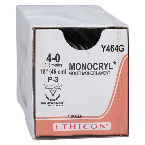 Monocryl Suture 4-0 1x18" Poliglecaprone 25 Monofilament P-3 Violet 12/Bx