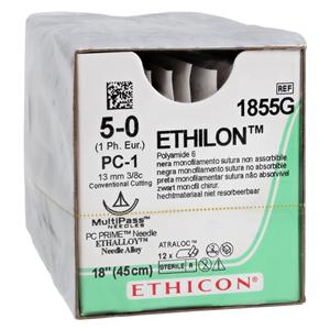 Ethilon Suture 5-0 18" Nylon Monofilament PC-1 Black 12/Bx