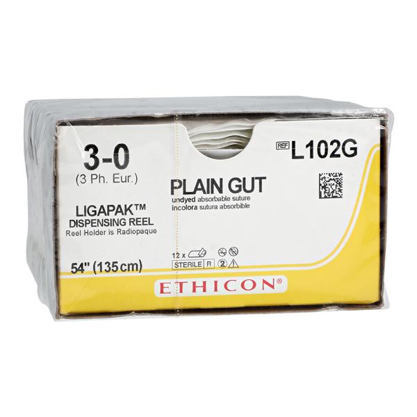 Ligapak Surgical Suture 3-0 54" Plain Gut Monofilament Yellowish Tan 12/Bx