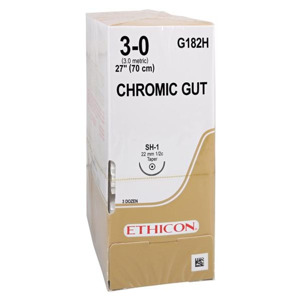 Suture 3-0 27" Chromic Gut Monofilament SH-1 Brown 36/Bx