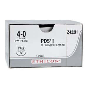 PDS II Suture 4-0 27" Polydioxanone Monofilament FS-2 Clear 36/Bx