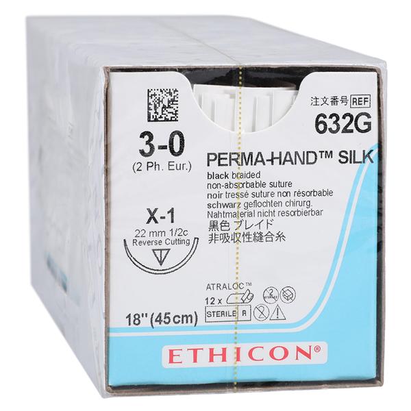 Perma-Hand Suture 3-0 18" Silk Braid X-1 Black 12/Bx, 6 BX/CA