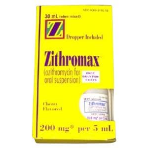 Zithromax Oral Suspension 200mg/5mL 1200mg Cherry Bottle 30mL Each