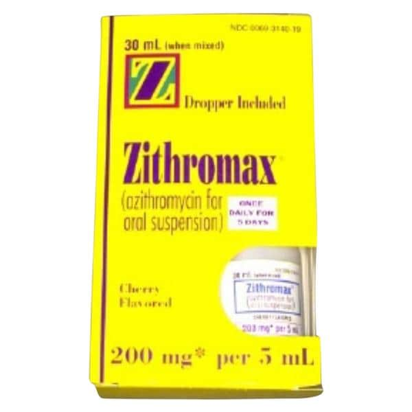 Zithromax Oral Suspension 200mg/5mL 1200mg Cherry Bottle 30mL/Bt