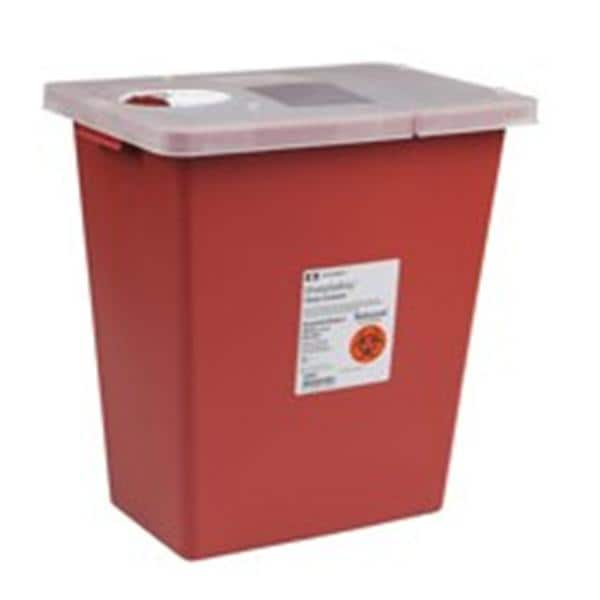 SharpSafety Sharps Container 8gal Red 11x15.5x17.75" Hng Ld/Adj Rtr Opn Plstc ea