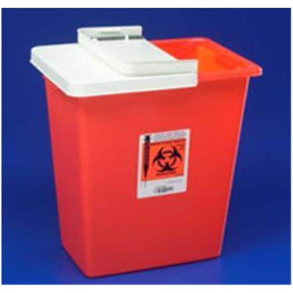 Sharps Container 18gal Red 12.75x18.25x26" Hng Ld/Adj Rtr Opn Plstc EA