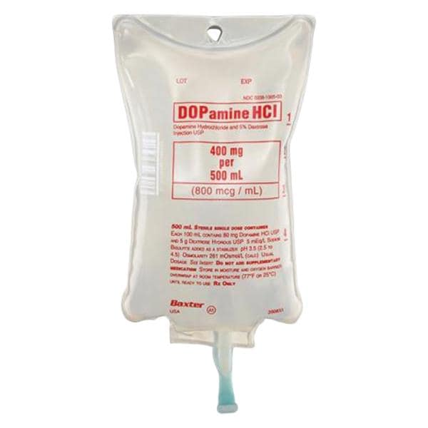 Dopamine HCl in 5% Dextrose Injection 400mg/Bag 800mcg/mL Bag 500mL 12/Package