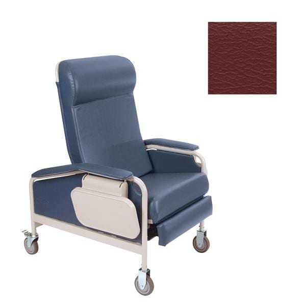 Convalescent Recliner Steel Frame 450lb Capacity Burgundy Ea