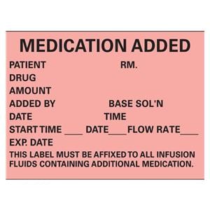 Label Medication Added Fluorescent Red 1.75" x 2.5" 1000/Rl