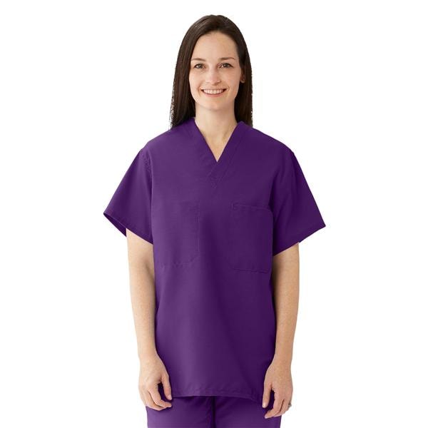 Scrub Shirt 1 Pocket Set-In Sleeves Small Purple Unisex Ea