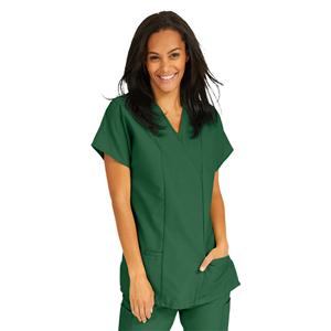 Scrub Shirt V-Neck Tunic 2 Pockets Short Sleeves X-Large Evergreen Ea