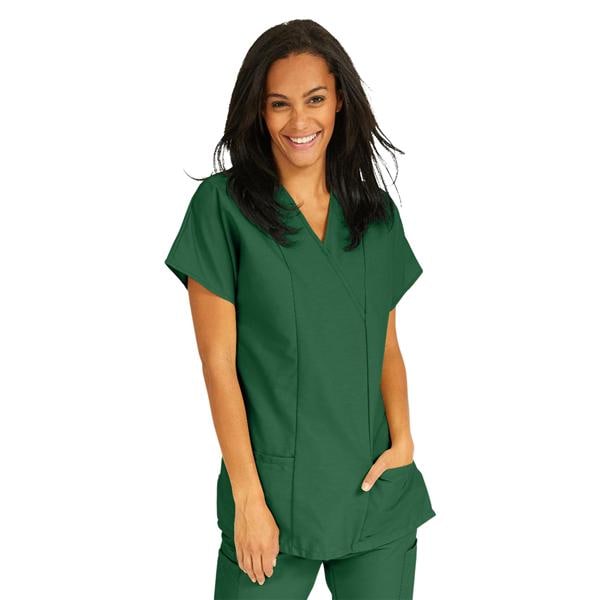 Scrub Shirt V-Neck Tunic 2 Pockets Short Sleeves 2X Large Evergreen Ea