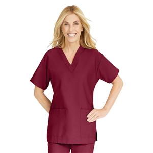 ComfortEase Scrub Shirt 2 Pockets Short Sleeves Medium Wine Womens Ea