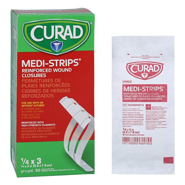 Curad Medi-Strip Wound Closure Strip Fbr/Nyl 1/4x3" Prs Wht 50/Bx, 4 BX/CA