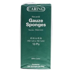 Cotton Gauze Sponge 4x4" 12 Ply Sterile Not Made With Natural Rubber Latex