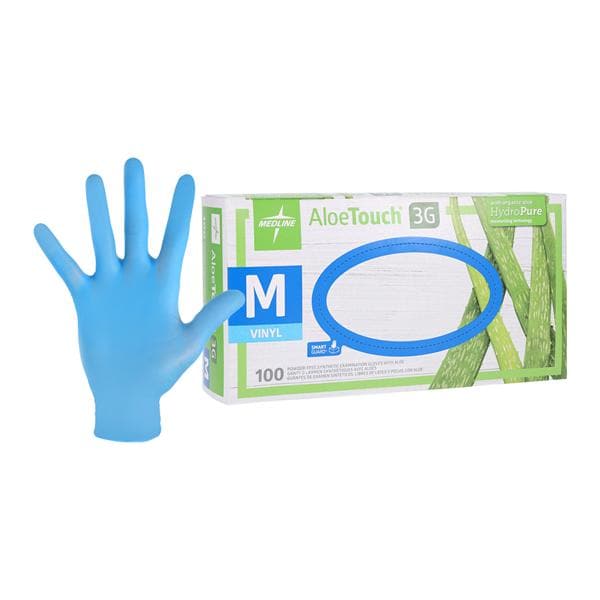 AloeTouch 3G Vinyl Exam Gloves Medium Green Non-Sterile