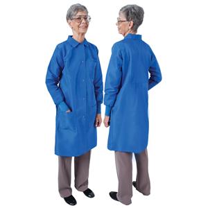 DenLine Protection Plus Lab Coat 3 Pkts Lng Tprd Slvs 39 in Large Ryl Womens Ea