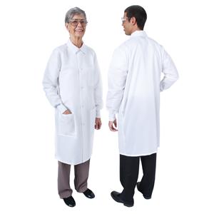 DenLine Protection Plus Long Coat 3 Pkts Long Tapered Sleeves 41 in Large Wht Ea