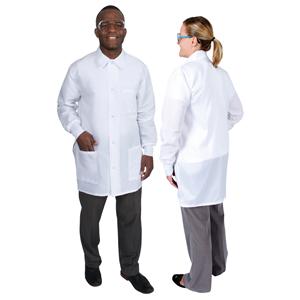 DenLine Protection Plus Mid-Length Jacket 3 Pkts Lng Tprd Slvs 34 in Lrg Wht Ea