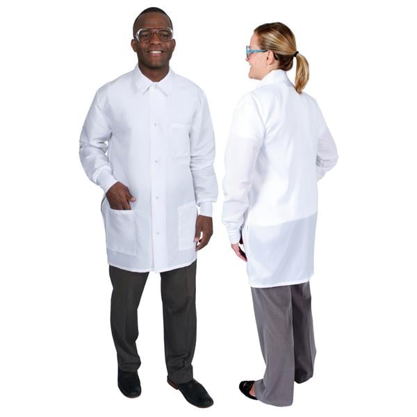 DenLine Protection Plus Mid-Length Jacket 3 Pkts Lng Tprd Slvs 34 in 2XL Wht Ea