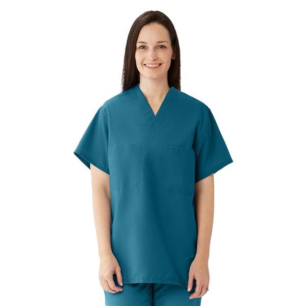 Scrub Shirt 1 Pocket Set-In Sleeves X-Small Caribbean Blue Unisex Ea