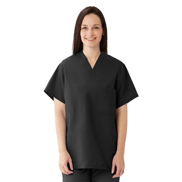 Scrub Shirt 1 Pocket Set-In Sleeves 2X Large Black Unisex Ea