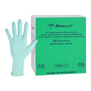 Aloetouch Nitrile Exam Gloves Medium Green Sterile, 4 BX/CA