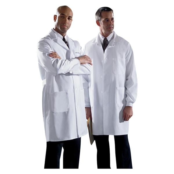 Lab Coat 3 Pockets Long Sleeves 39 in White Mens Ea