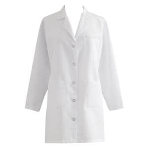 Lab Coat 3 Pockets Long Sleeves 36 in White Womens Ea