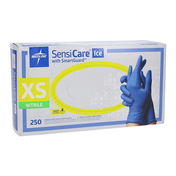 SensiCare Ice Nitrile Exam Gloves X-Small Violet Blue Non-Sterile, 10 BX/CA