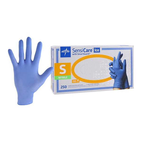 SensiCare Ice Nitrile Exam Gloves Small Violet Blue Non-Sterile, 10 BX/CA