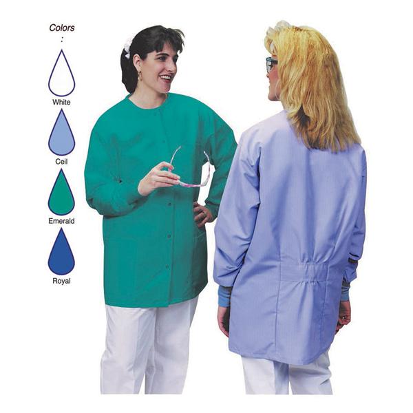 DenLine Protection Plus Jacket 3 Pkts Long Tapered Sleeves X-Small Wht Womens Ea