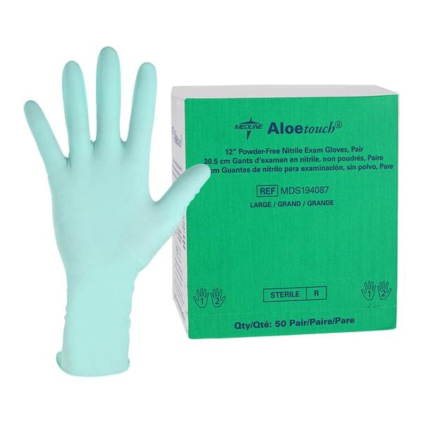 Aloetouch Nitrile Exam Gloves Large Green Sterile